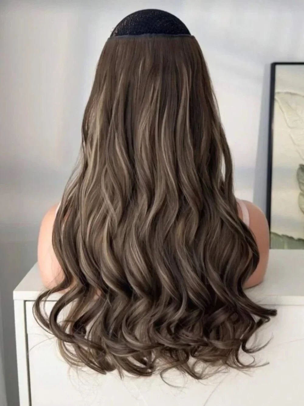 22” Clip-In Hair Extension Brown with Blonde Highlights Wavy | Volume Hairpiece
